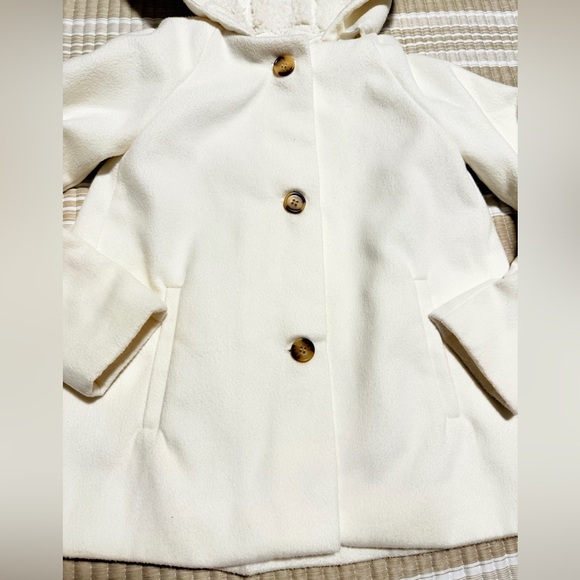 Preowned Excellent Condition Bardot Toddler Bear Ear Hooded Coat 6Y Ivory - Picture 2 of 11